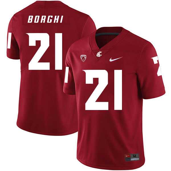 Washington State Cougars #21 Max Borghi Red College Football Jersey